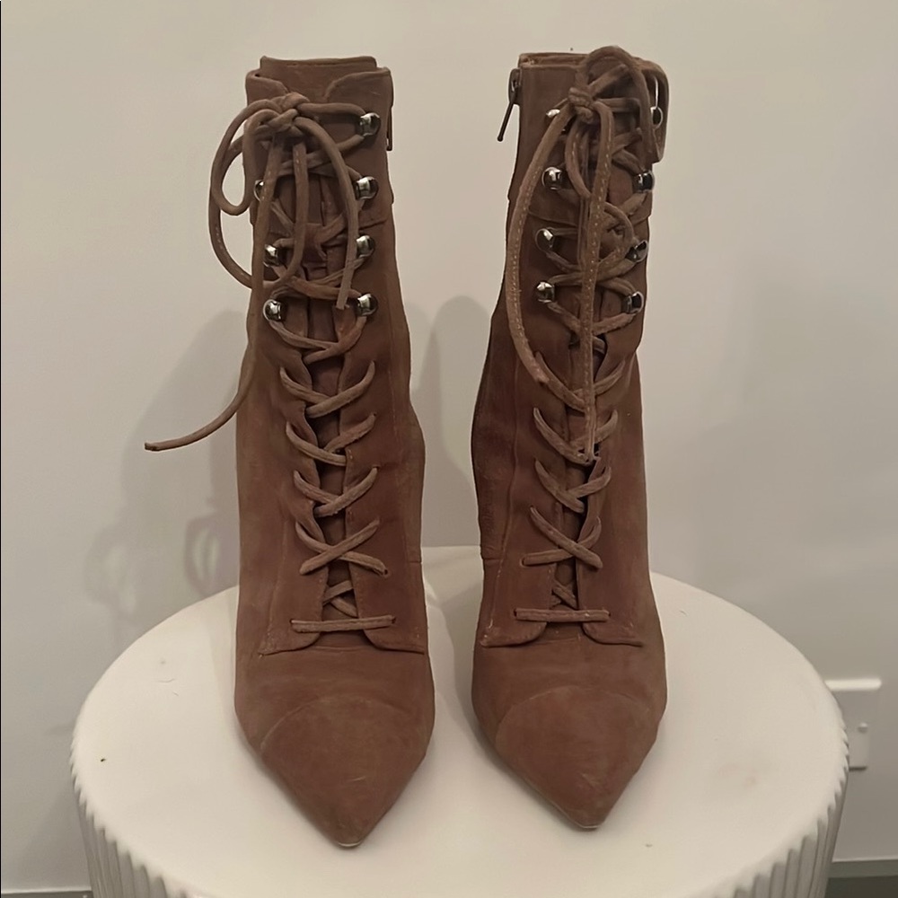 Brown Lace-Up Ankle Boots
